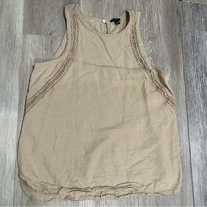 Ann Taylor khaki linen detailed top